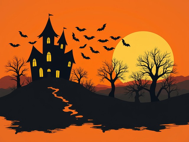 Free ai generated haunted house illustration