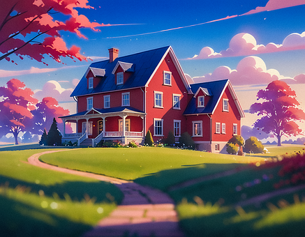 Heimat, Feld, Natur, Illustration, Bäume