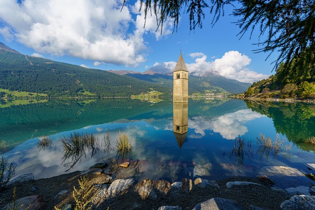 Sø, Kirke, Afspejling, Vand, Natur