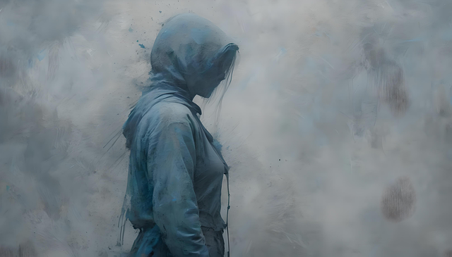 Free ai generated hooded figure alone illustration