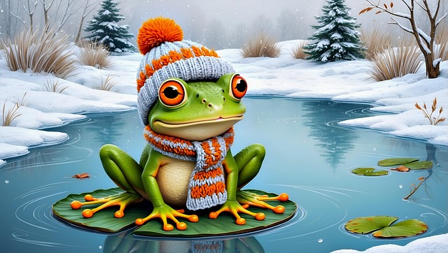 Free ai generated frog winter illustration