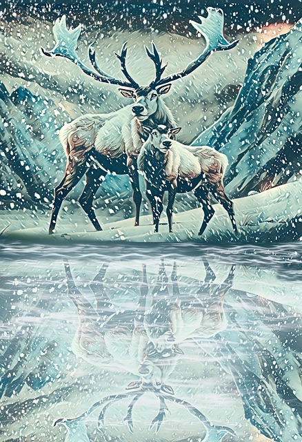 Free Caribou Winter Storm illustration and picture