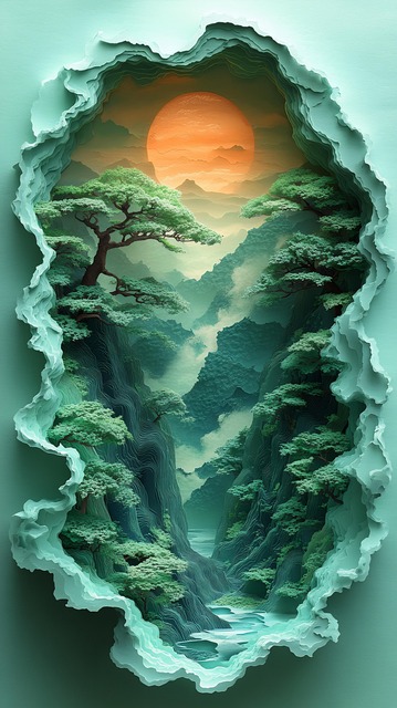 Free ai generated bonsai tree sunset landscape illustration