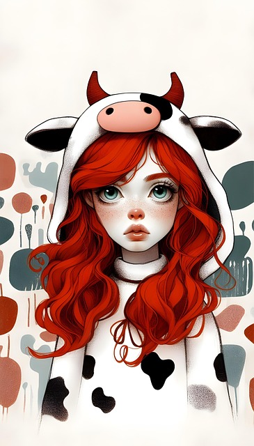 Free ai generated woman redhead illustration