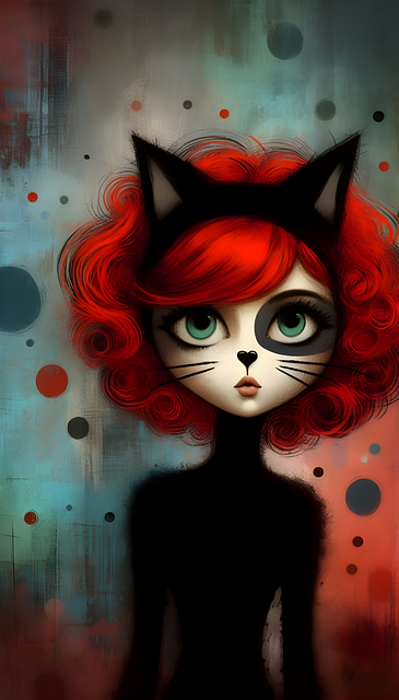 Free ai generated woman cat illustration
