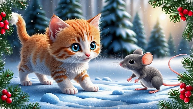 Free ai generated cat mouse illustration