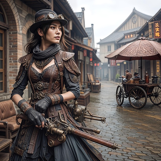 Free ai generated steampunk woman illustration