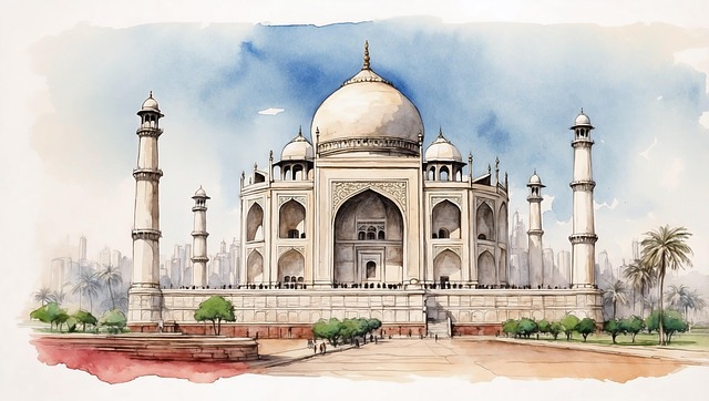 Free ai generated taj mahal india illustration