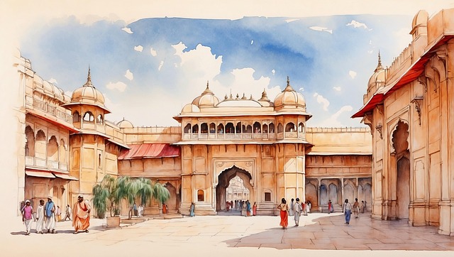 Free ai generated taj mahal india illustration