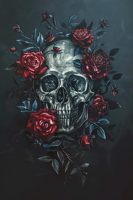 Ai Generado, Cráneo, Rosas, Gótico