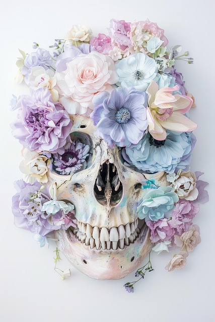 Ai Generado, Naturaleza, Cráneo, Flores