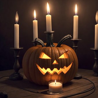 Gresskar, Halloween, Lys, Natt, Bord