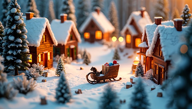 Free ai generated christmas village illustration