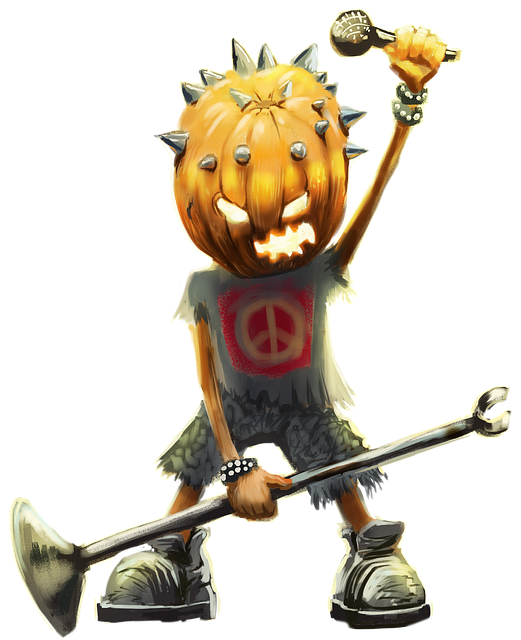 Free pumpkin punk rock singer illustration