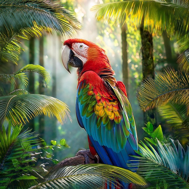 Free ai generated parrot macaw illustration