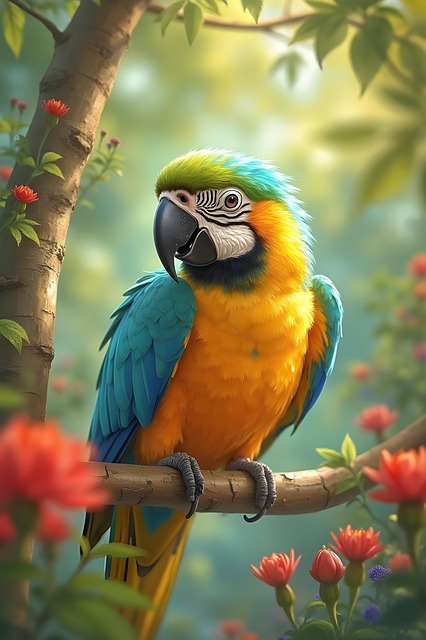 Download free HD stock image of Ai Generated Parrot Free ai generated parrot bird illustration