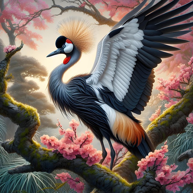Free ai generated crane bird illustration