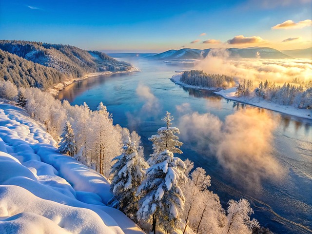 Download free HD stock image of Winter Lake Free winter lake nature illustration