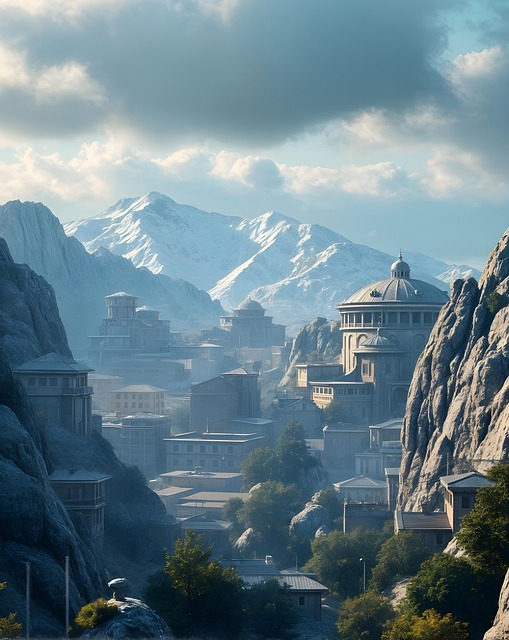 Free ai generated city mountains illustration