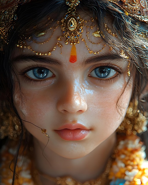 Free ai generated little kid durga maa illustration