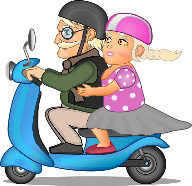 Free elderly scooter couple vector