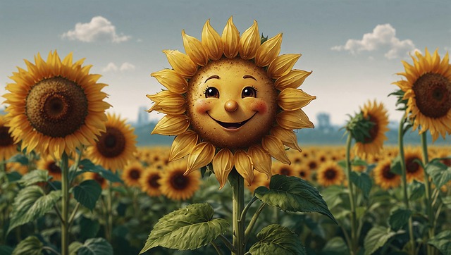 Free ai generated sunflower face illustration