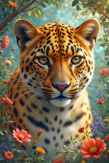 Free ai generated leopard nature illustration