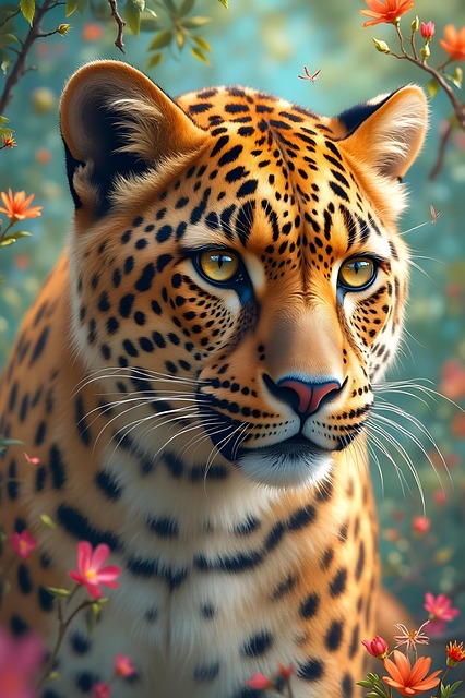 Free ai generated nature leopard illustration