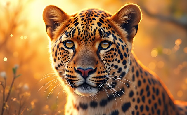 Free ai generated leopard feline illustration