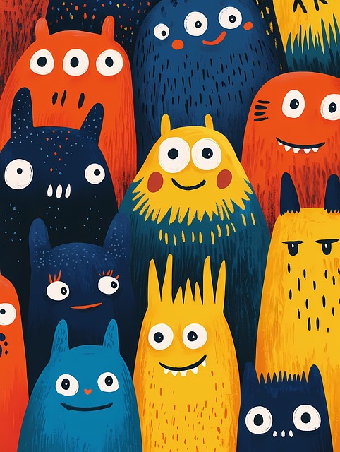 Free ai generated monsters cartoon illustration