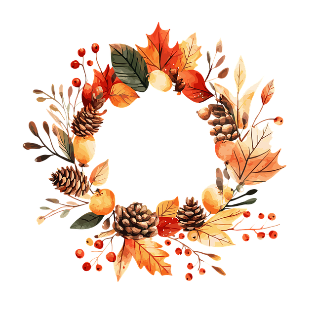 Free ai generated autumn wreath illustration