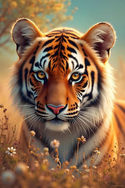 Free ai generated tiger feline illustration