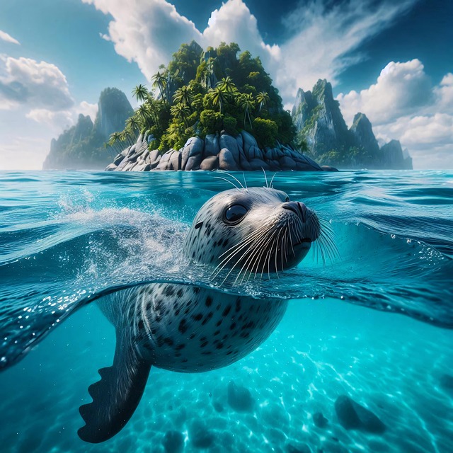 Download free HD stock image of Ai Generated Seal Free ai generated seal swimming illustration