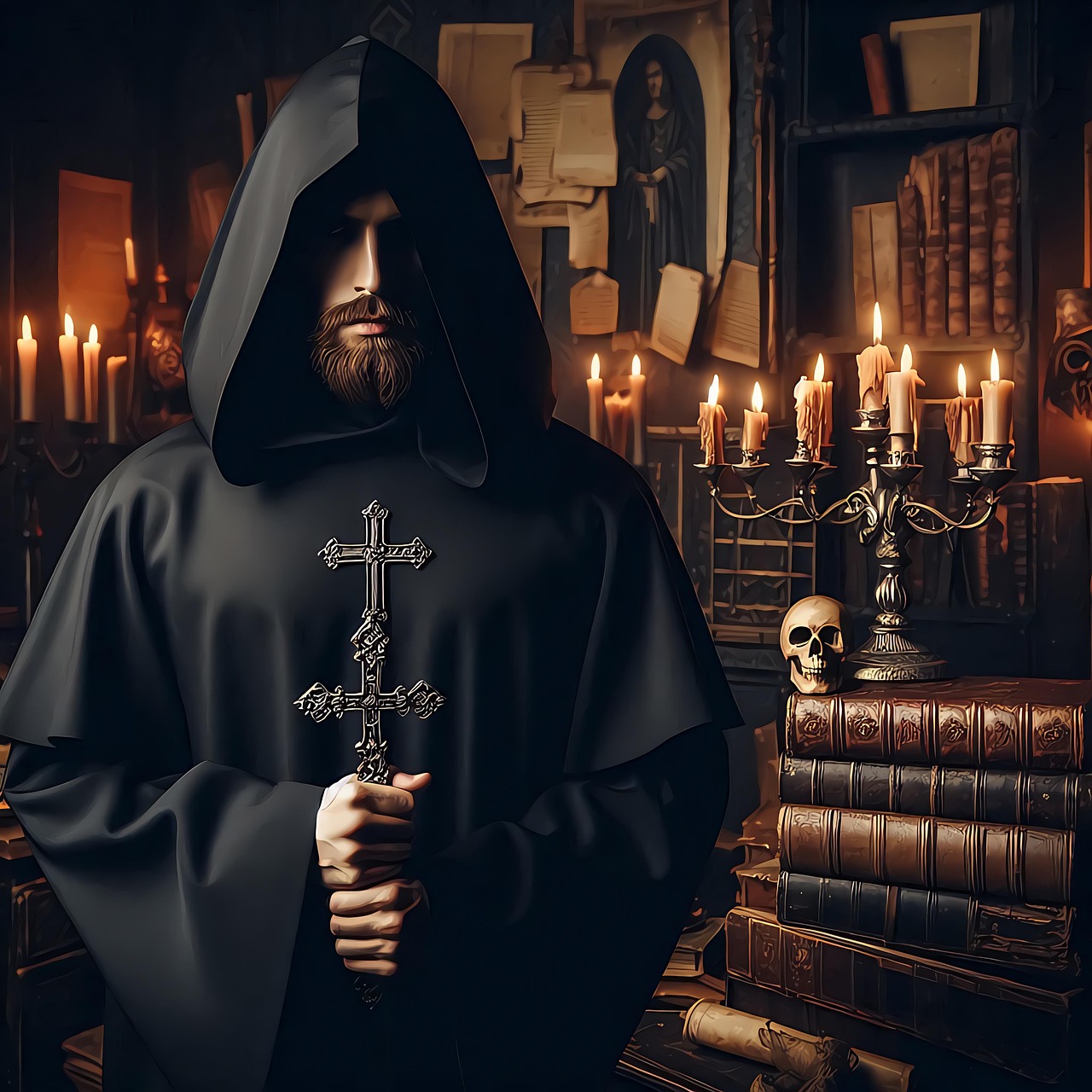 Download Dark, Priest, Room. RoyaltyFree Stock Illustration Image