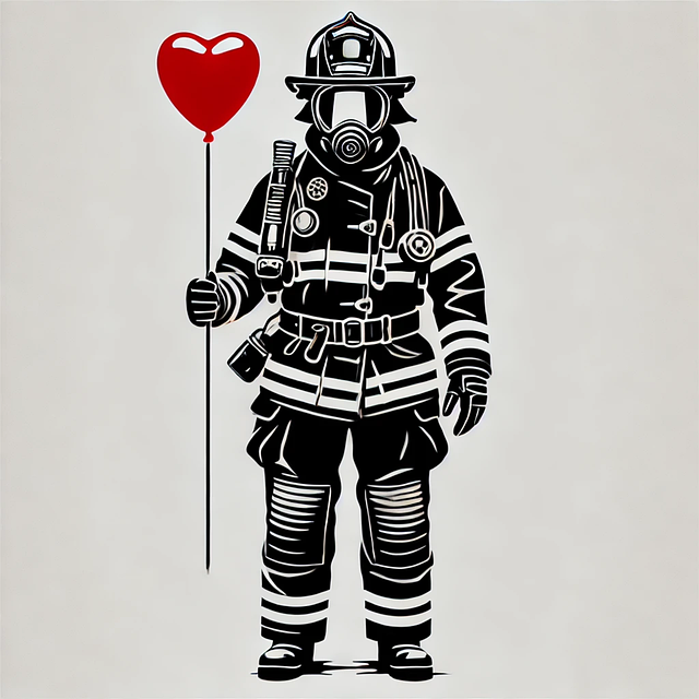 Ai Generiert, Feuerwehrmann, Herzballon