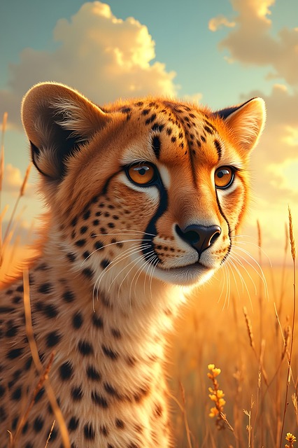 Free ai generated cheetah feline illustration