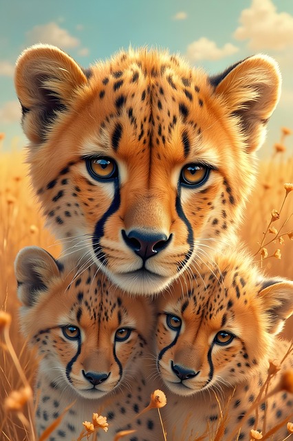 Free ai generated cheetah cubs illustration