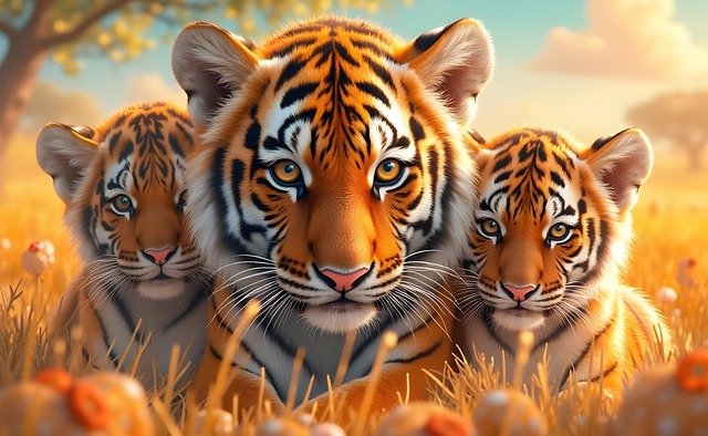 Free ai generated tiger cubs illustration