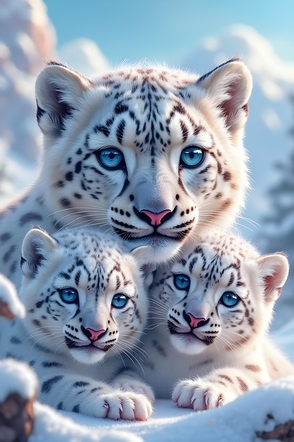 Free ai generated nature snow leopard illustration
