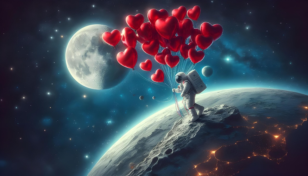 Ai Generiert, Astronaut, Ballon, Mond