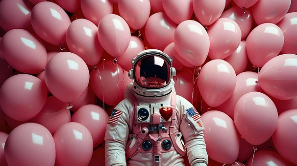 Surrealistisk, Astronaut, Ballon, Person