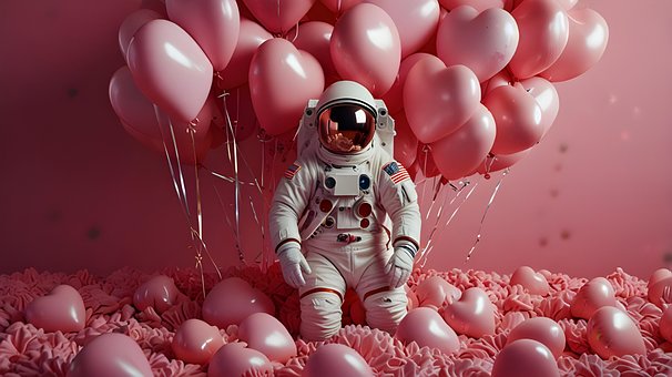 Surrealistisk, Astronaut, Ballon, Person