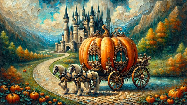 Free ai generated pumpkin carriage fairy tale illustration