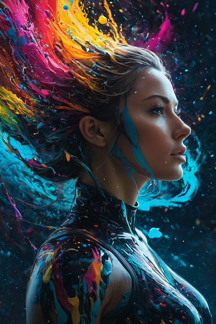 Free ai generated woman paint illustration