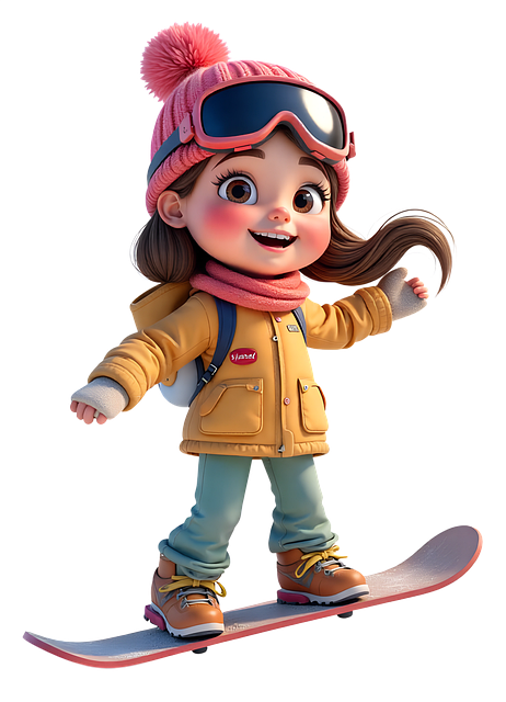 Free ai generated girl snowboard illustration