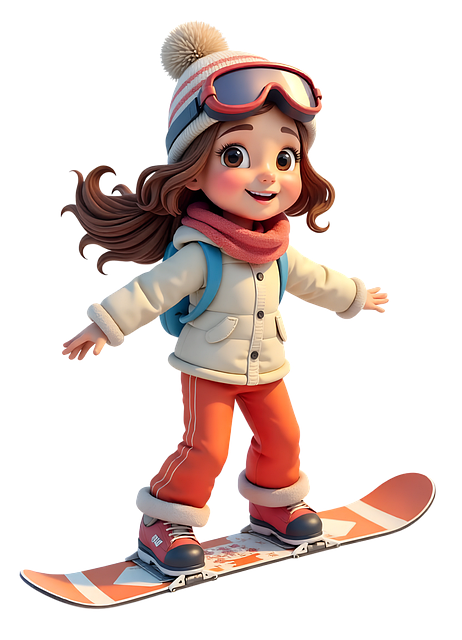 Free ai generated girl snowboarding illustration