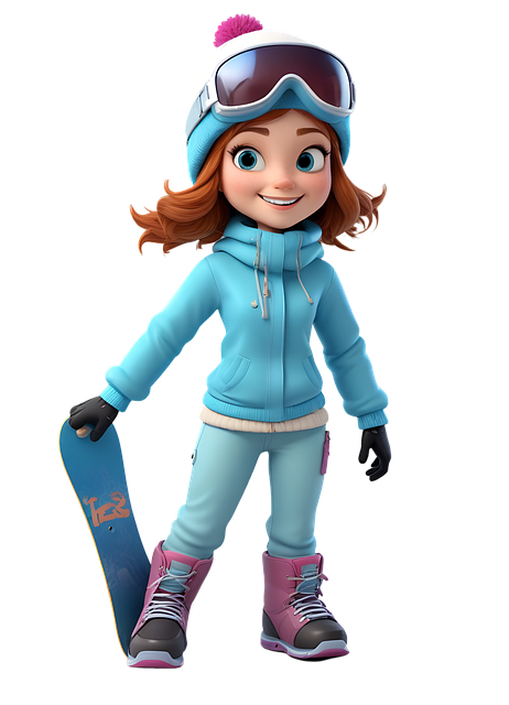 Free ai generated girl snowboard illustration
