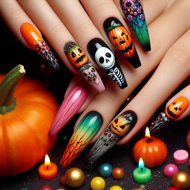 Free ai generated nails pumpkins illustration