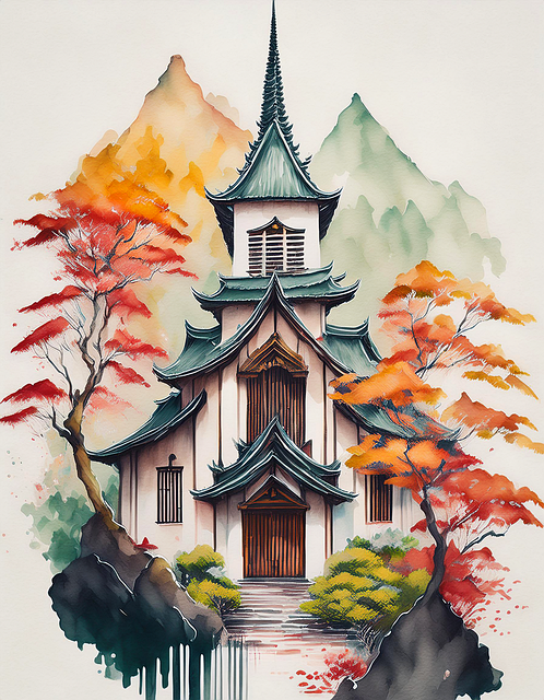 Ai Genereret, Pagode, Tempel, Efterår
