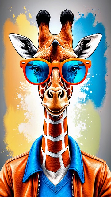 Free ai generated giraffe glasses illustration